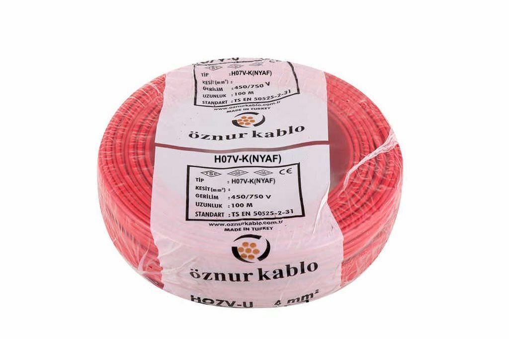 Öznur Kablo 50 mm Nyaf Çok Telli Bakır Elektrik Kablosu Kırmızı 100 Metre
