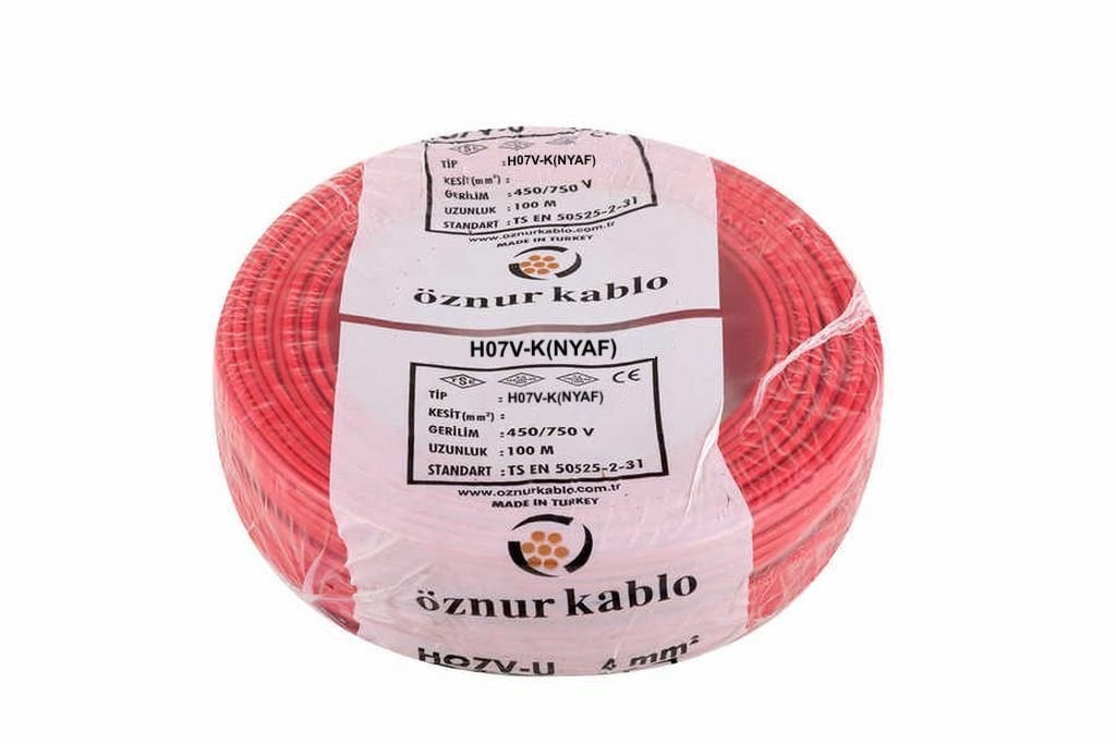 Öznur Kablo 50 mm Nyaf Çok Telli Bakır Elektrik Kablosu Kırmızı 100 Metre