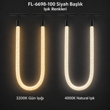 Forlife Klasik FL-6698-100 Siyah Örgülü Hortum Magnet Ray Aydınlatma
