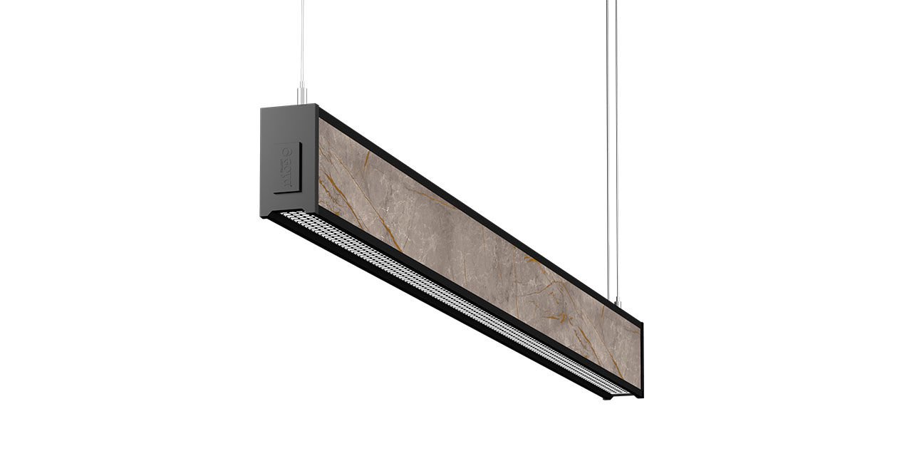 Goya 51 Watt Samsung Ledli Mermer Desenli Dekoratif Sarkıt Linear Armatür 180CM GY 8046-180 6500K (Beyaz Işık) - Gri Mermer - Sıva Üzeri Montaj