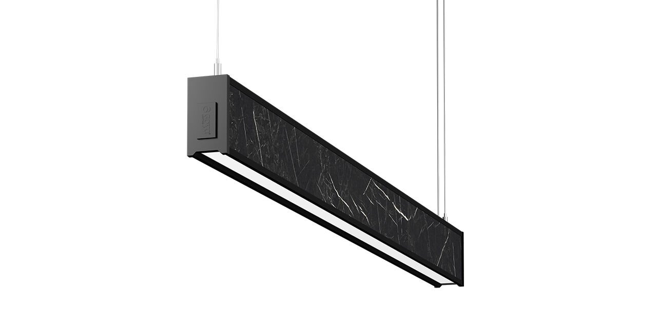 Goya 51 Watt Samsung Ledli Mermer Desenli Dekoratif Sarkıt Linear Armatür 180CM GY 8046-180 6500K (Beyaz Işık) - Siyah Mermer - Sarkıt Montaj