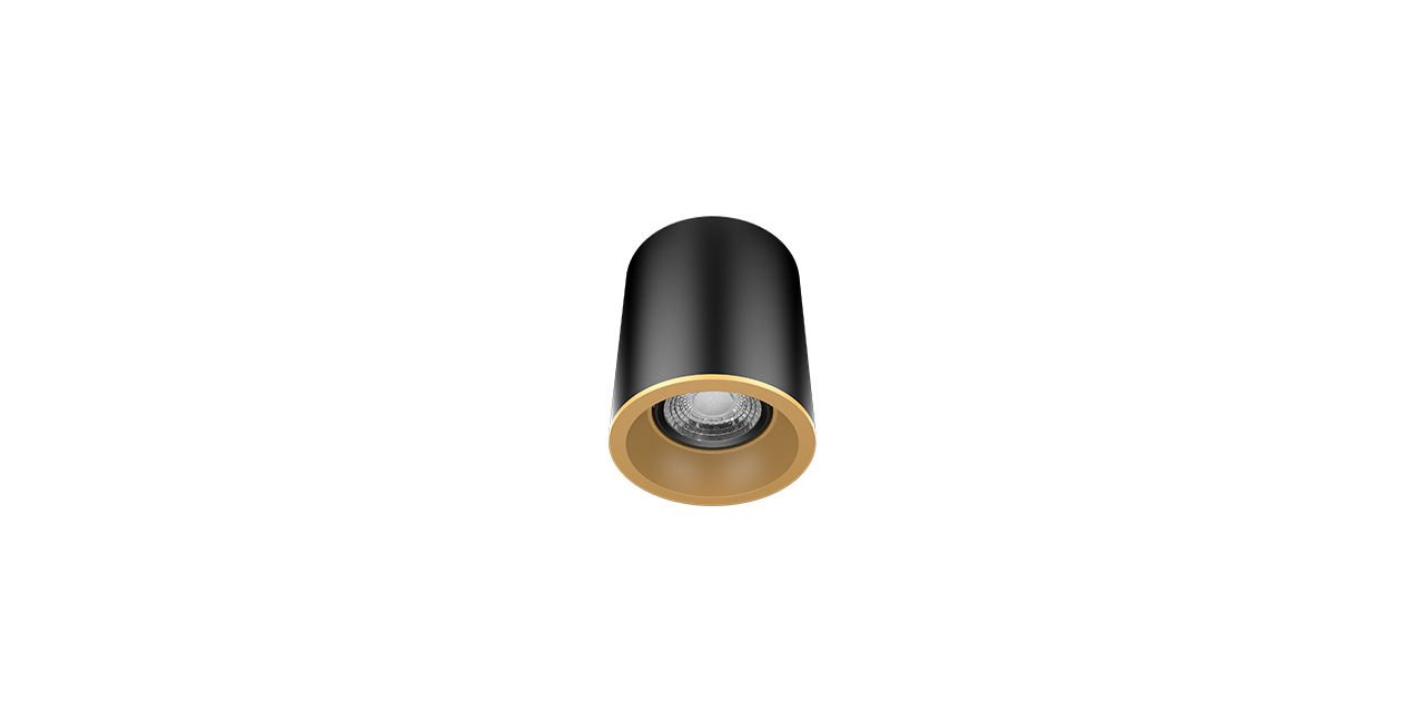Goya 8 Watt 9x9 Yuvarlak Kasa Samsung Ledli Spot Armatür GY 1857-8 3000  K (Gün Işığı) - Siyah - Gold - Dimsiz