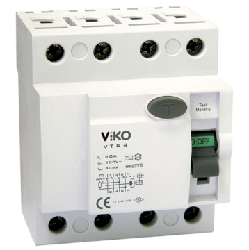 Viko Toptan 4x25A 300mA AC Tipi 4 Kutuplu Yangın Koruma Rölesi 30'lu Paket VTR4-25300
