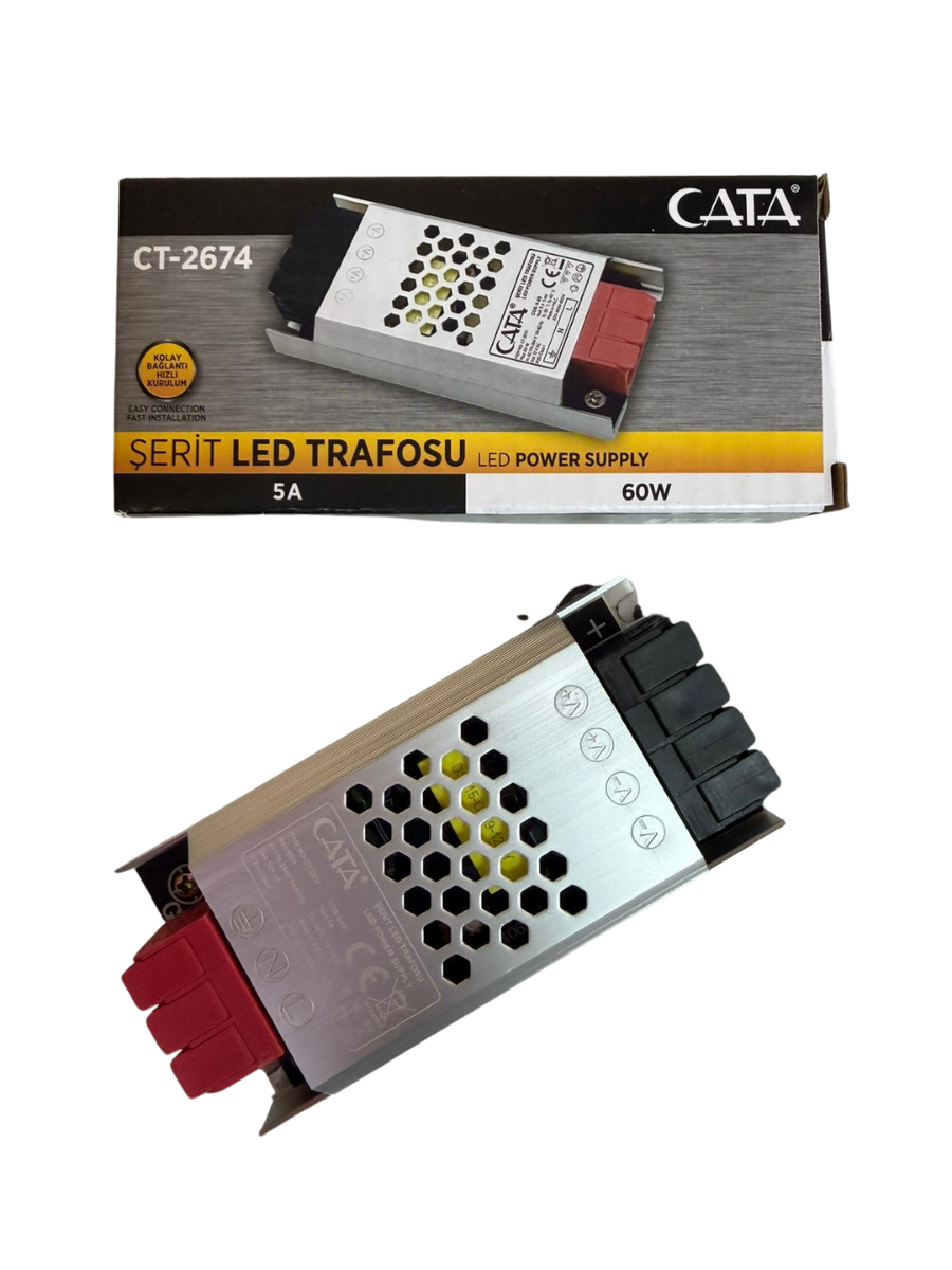 Cata 5 Amper İç Mekan Fansız Slim Şerit Led Trafo Klemensli CT-2674