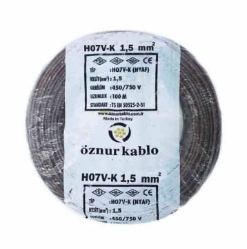 Öznur Kablo 1,5 mm Nyaf Tek Damarlı Yanmaz Bakır Elektrik Kablosu Kahverengi 100 Metre
