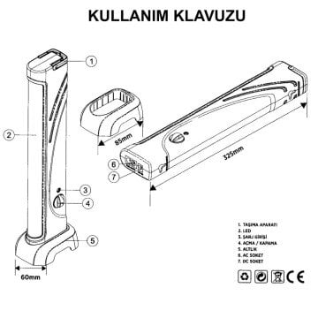 Noas Söğüt 80 Ledli Dimmerli Şarj Edilebilir Işıldak YL05-3001