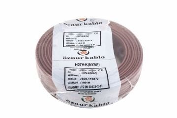 Öznur Kablo 6 mm Nyaf Tek Damarlı Yanmaz Bakır Elektrik Kablosu Kahverengi 100 Metre