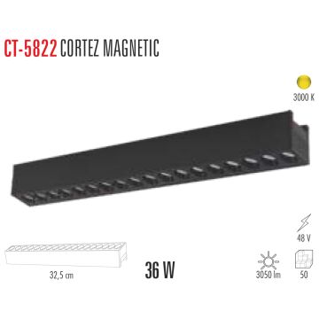 Cata Cortez 36 W Magnet Ray Armatür Aydınlatma Siyah Kasa Gün Işığı ct-5822