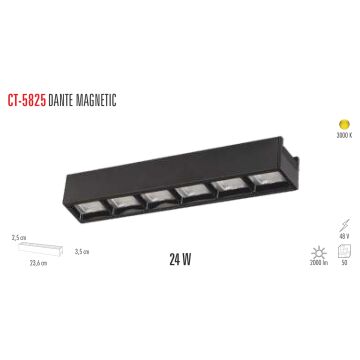 Cata Dante 24 W Magnet Ray Armatür Aydınlatma Siyah Kasa Gün Işığı ct-5825