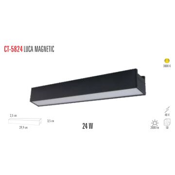 Cata Luca 24 W Magnet Ray Armatür Aydınlatma Siyah Kasa Gün Işığı ct-5824