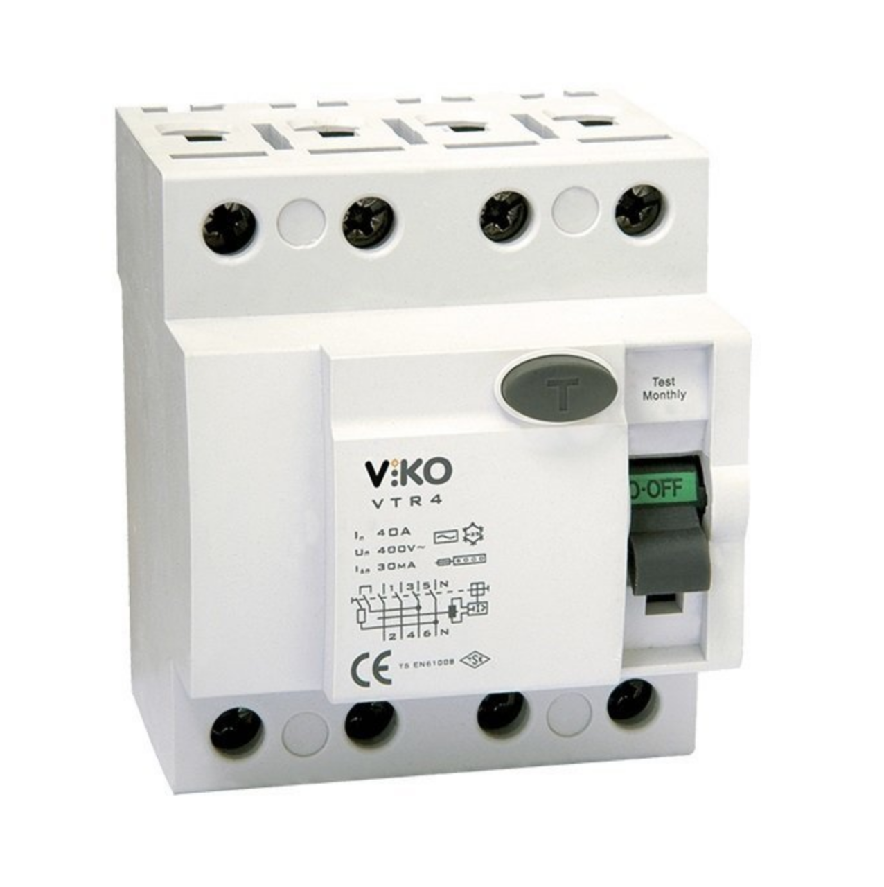 Viko 4x63A 300mA AC Tipi 4 Kutuplu Yangın Koruma Rölesi VTR4-63300