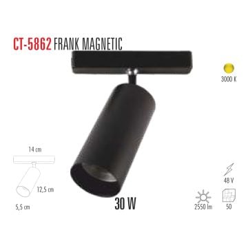 Cata Frank 30 W Magnet Ray Armatür Aydınlatma Siyah Kasa Gün Işığı ct-5862