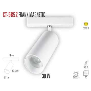 Cata Frank 30 W Magnet Ray Armatür Aydınlatma Beyaz Kasa Gün Işığı ct-5852