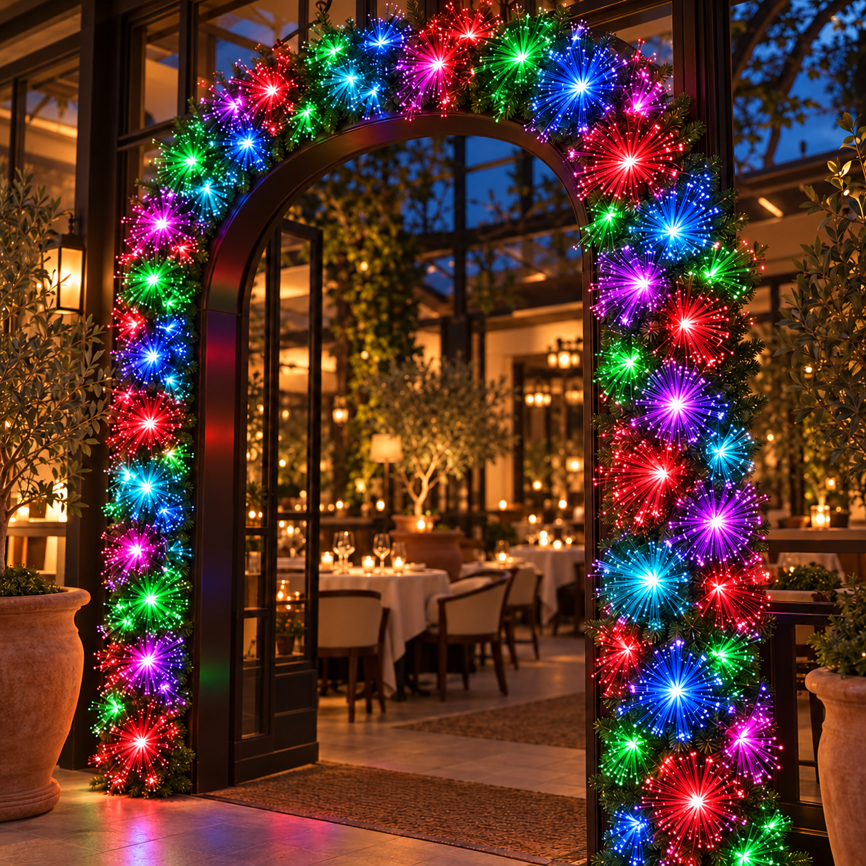 Dış Mekan Fiber Optik Işıklı Garland Dekoratif Yılbaşı Süsü 200Cm RGB Snc-816-3