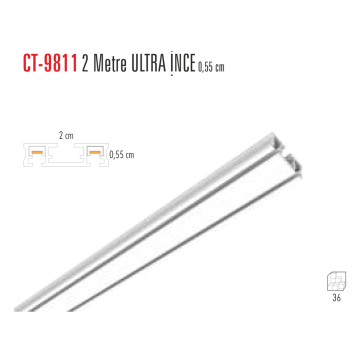 Cata 2 Metre Ultra İnce Magnet Ray 0,55 Cm Beyaz Kasa ct-9811