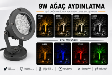 Led Ağaç Bahçe ve Peyzaj Aydınlatma Armatürü 9 Watt