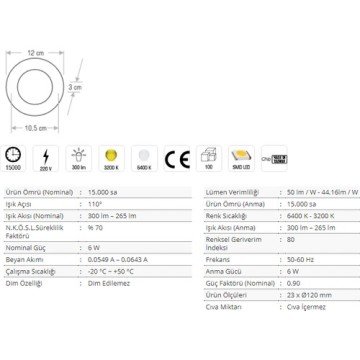 Noas 6 Watt Led Panel Aydınlatma Alüminyum Siyah Kasa Natural Işık YL10-0601-S