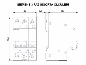 Siemens 3x50A 6kA C Tipi Otomatik Sigorta 5SL6350-7