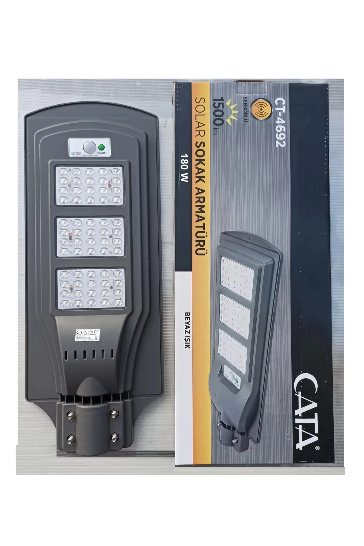 Cata 180W Güneş Enerjili Solar Sokak Aydınlatma Armatürü CT-4692