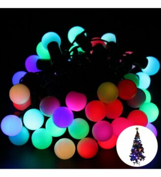 Animasyonlu Top Yılbaşı Ağacı Süsü Rgb 5 Metre 28 Toplu Siyah Kablo SNC-208