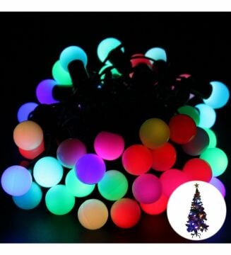 Animasyonlu Top Yılbaşı Ağacı Süsü Rgb 10 Metre 60 Toplu Şeffaf Kablo SNC-208-1