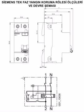 Siemens 2x40A 300mA Yangın Koruma Rölesi 5SV5614-6