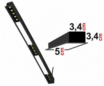 Sıva Altı Mercekli Led Linear Aydınlatma Osram Led Gömme Lineer Armatür 5x3,4x3,4 Cm Kasa