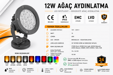 Led Ağaç Bahçe ve Peyzaj Aydınlatma Armatürü 12 Watt