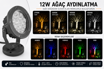 Led Ağaç Bahçe ve Peyzaj Aydınlatma Armatürü 12 Watt