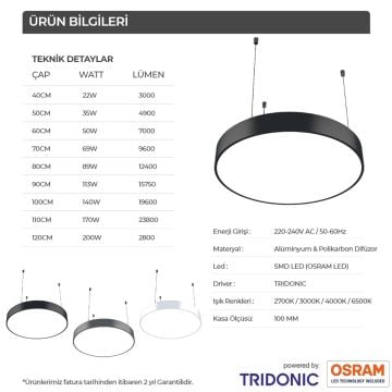 Yuvarlak Davul Linear Aydınlatma Modern Led Avize Lineer Armatür