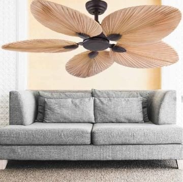 Kaşkar Taflan T52045 35W Kahverengi Palmiye 5 Kanatlı Uzaktan Kumandalı Tavan Tipi Vantilatörü