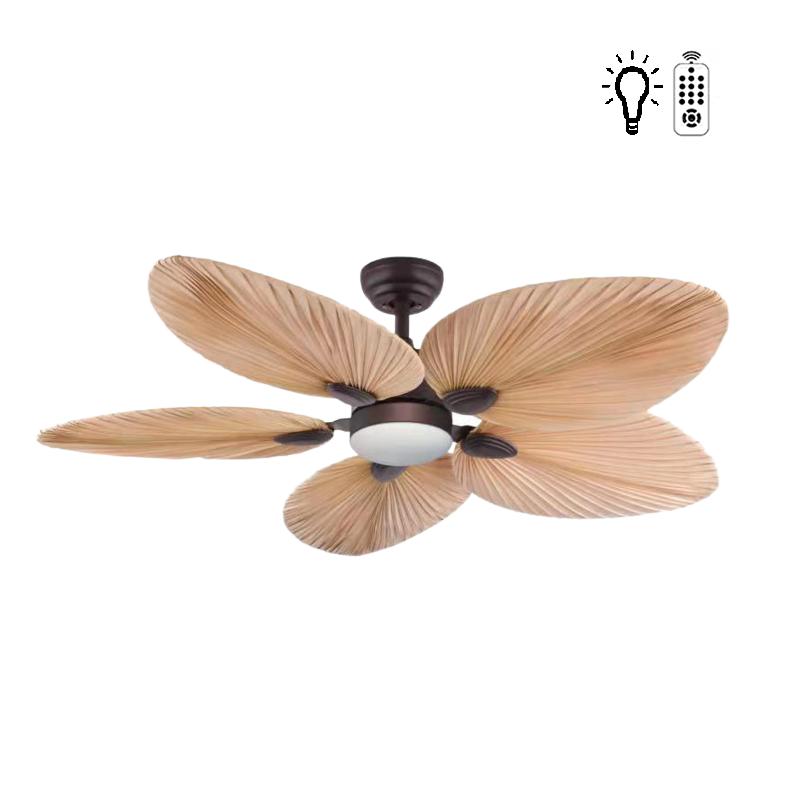 Kaşkar Taflan T52045 38W Işıklı Kahverengi Palmiye 5 Kanatlı Uzaktan Kumandalı Tavan Tipi Vantilatörü