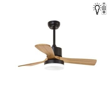 Kaşkar Taflan F52309 35W Işıklı Mat Siyah Ahşap 3 Kanatlı Uzaktan Kumandalı Tavan Tipi Vantilatörü