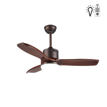 Kaşkar Taflan F42206 35W Işıklı Kahverengi Gövde Ahşap 3 Kanatlı Uzaktan Kumandalı Tavan Tipi Vantilatörü