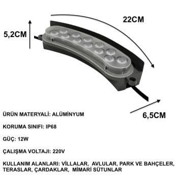 Led Halka Palmiye Ağaç ve Sütun Aydınlatma Armatürü 12W IP Su Korumalı 70CM - MAVİ - Kazıksız