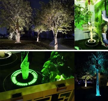 Led Halka Palmiye Ağaç ve Sütun Aydınlatma Armatürü 12W IP Su Korumalı 70CM - MAVİ - Kazıksız