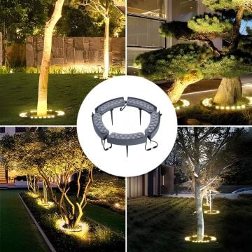 Led Halka Palmiye Ağaç ve Sütun Aydınlatma Armatürü 12W IP Su Korumalı 70CM - MAVİ - Kazıksız
