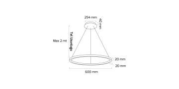 Goya 30 Watt Samsung Ledli Dekoratif Sarkıt Yuvarlak Linear Aydınlatma 60CM GY 8220-60