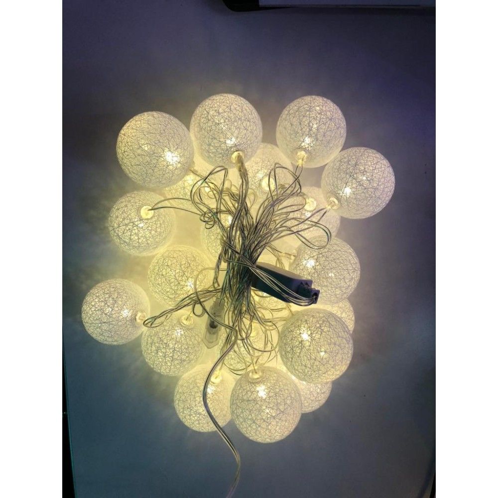 Pilli Işıklı Toplar Yılbaşı Ağacı Süsü 3 Metre 10 Ledli Işıklı Top Yılbaşı Süsü SNC-309