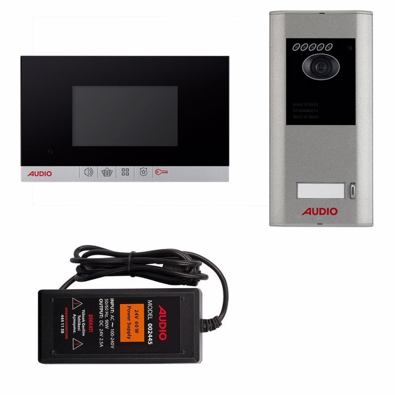 Audio 4.3'' Siyah Mekanik Butonlu Görüntülü Villa Set