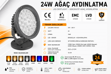Led Ağaç Bahçe ve Peyzaj Aydınlatma Armatürü 24 Watt