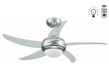 Kaşkar Taflan L44 55W Işıklı Saten Nikel Gövde Plexi 5 Kanatlı Uzaktan Kumandalı Tavan Tipi Vantilatörü