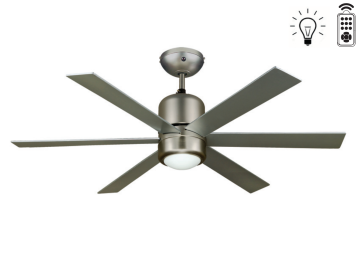 Kaşkar Taflan M4815 60W Işıklı Saten Nikel Gövde Ahşap 6 Kanatlı Uzaktan Kumandalı Tavan Tipi Vantilatörü