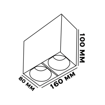 Sıva Üstü Kare Led Spot Armatür 8x16x10 Cm Siyah - Altın Ampulsuz