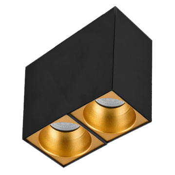 Sıva Üstü Kare Led Spot Armatür 8x16x10 Cm Siyah - Altın Ampulsuz