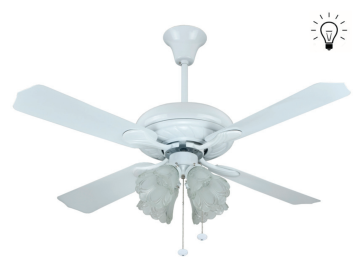 Kaşkar Taflan D48033 55W Işıklı Beyaz Gövde Metal 4 Kanatlı Tavan Tipi Vantilatörü