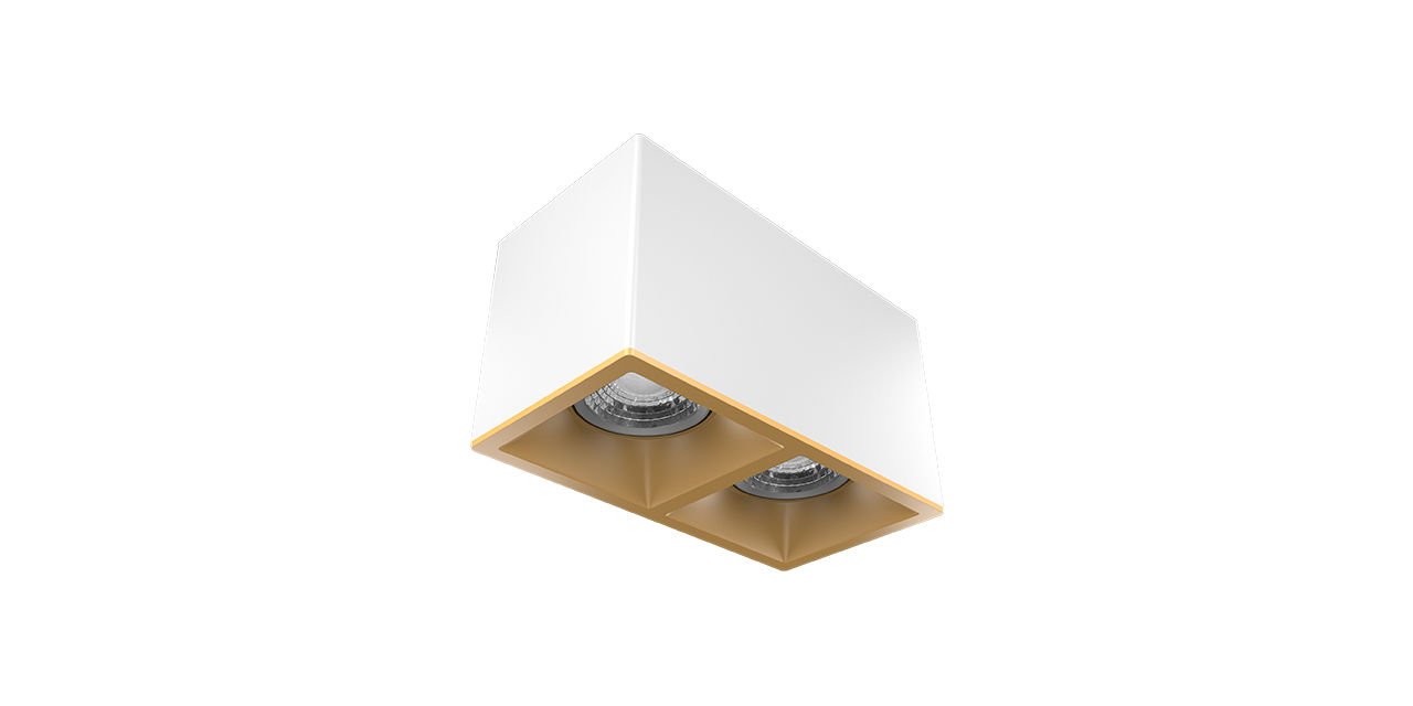 Goya 2x8 Watt 18x9 Kare Kasa Samsung Ledli Spot Armatür GY 1862-8 6500K (Beyaz Işık) - Beyaz - Gold - Dimli