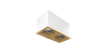 Goya 2x8 Watt 18x9 Kare Kasa Samsung Ledli Spot Armatür GY 1862-8 6500K (Beyaz Işık) - Beyaz - Gold - Dimli