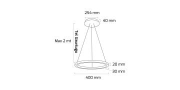 Goya 40 Watt Samsung Ledli Dekoratif Sarkıt Yuvarlak Linear Aydınlatma 40CM GY 8221-40