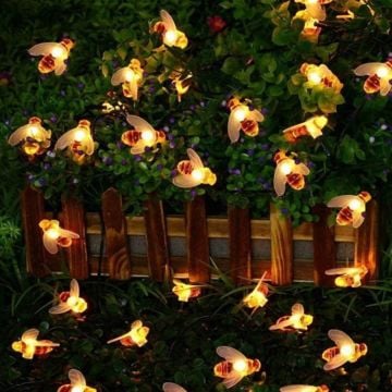 Solar Animasyonlu Arı Desenli Yılbaşı Ağacı Süsü 5 Metre 30 Arı Desenli Ledli Solar Ağaç Süsü SNC-316